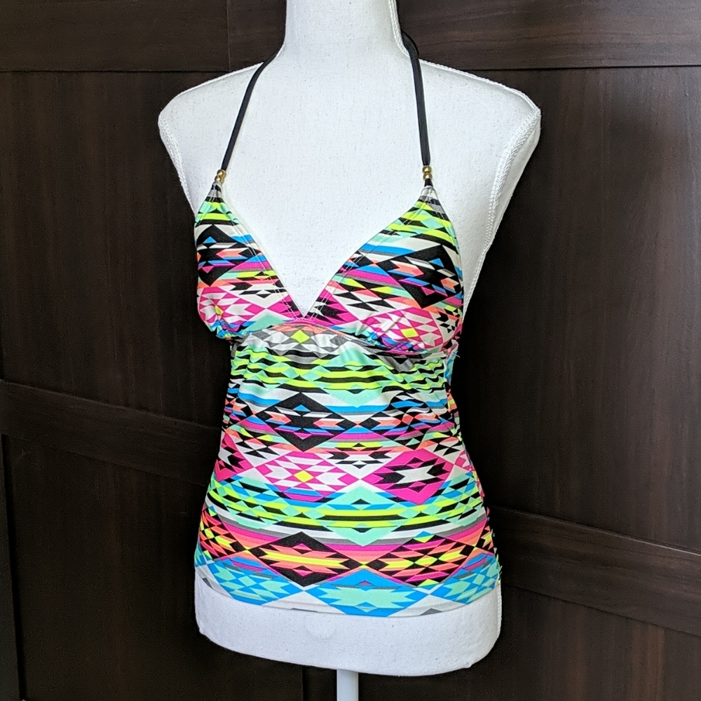 Tankini Top Aztec Neon Print New